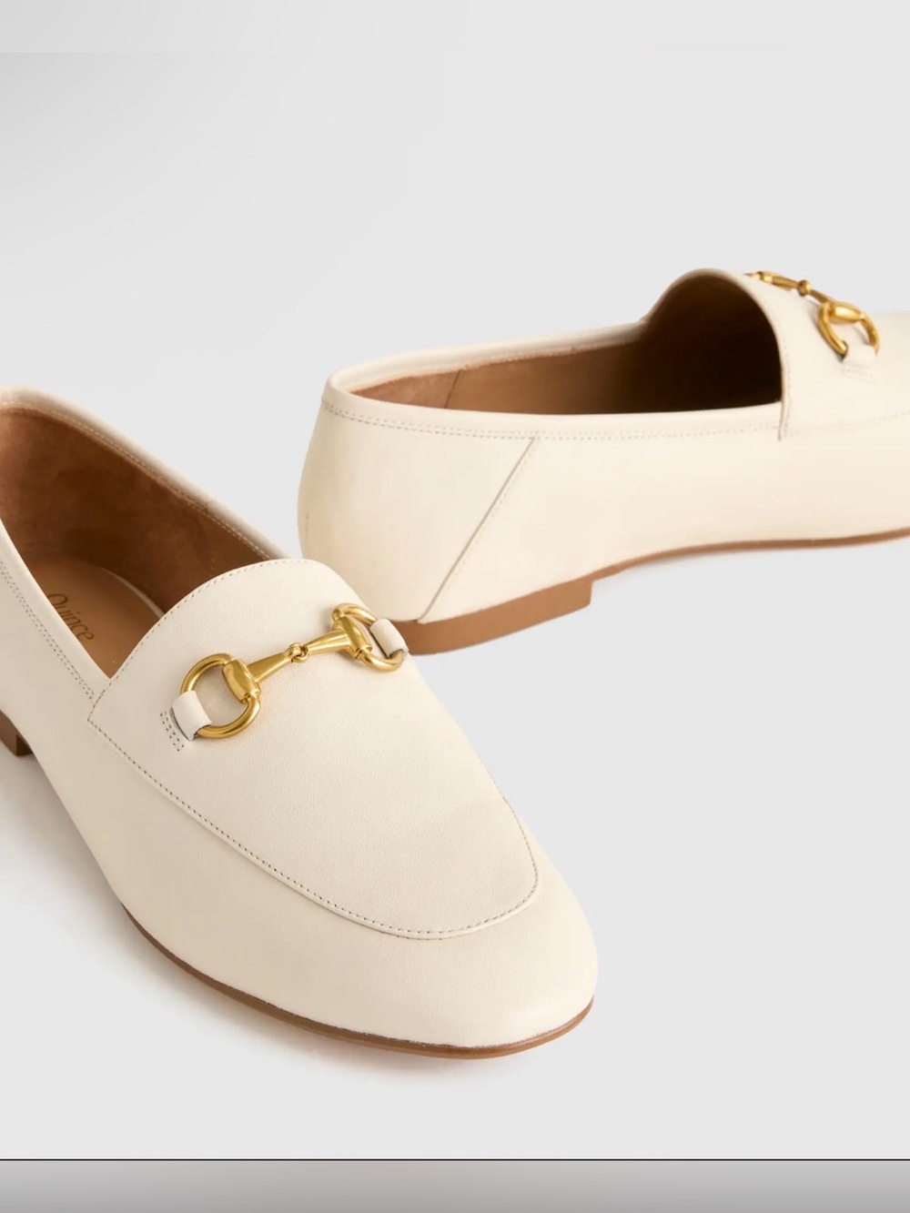 Quince Italian Leather Horsebit Loafer in Bone Size 8